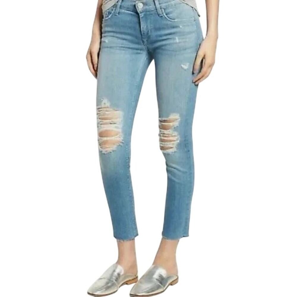 Hudson Midrise Tally Skinny Jeans Raw Hem Crop 28 - Excellent